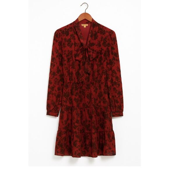 Michael Kors Red & Black Faux Lace Print Dress – NWT Size 1X - Picture 2 of 2